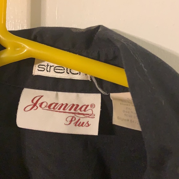 Joanna Plus, says 3X, fits like 2X. Crisp and comfy unfaded black. 62% cotton. - Picture 2 of 3